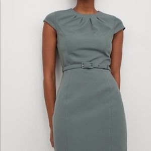 NWT H&M Belted Dark Khaki Green Dress SIZE XS